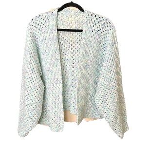 Handmade Vintage Crochet Open Cardigan Blanket Sweater Bohemian Cropped Chunky